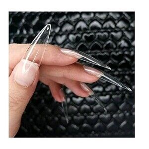 504PC Stiletto XXL ABS  Gel Nail Tips Press on Nail Clear Tips Full Cover, Bag